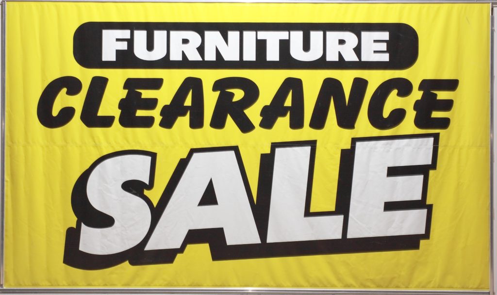 Furniture clearance sale sign